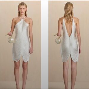 cult gaia White Strapless Halter Mini Dress